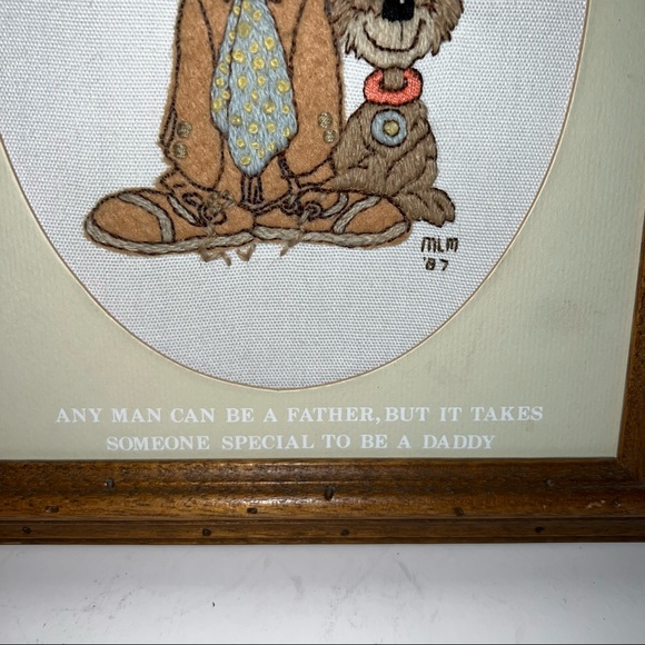 Needlepoint Boy & Dog Framed 1987 - Picture 3 of 9